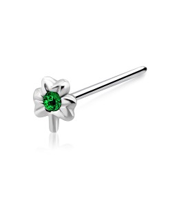 Flower Stone Shaped Silver Straight Nose Stud NSKA-859